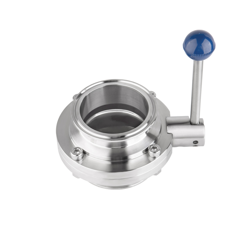 Sanitary manual Tri-clamp butterfly valve adjustment limit handle