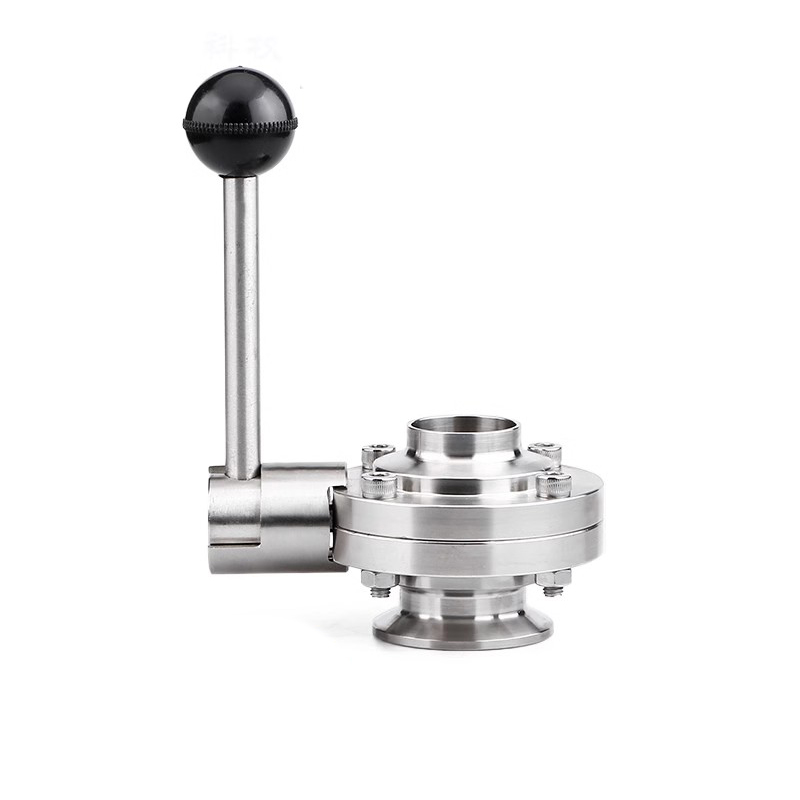 Sanitary manual Tri-clamp and welded butterfly valve adjustment limit handle