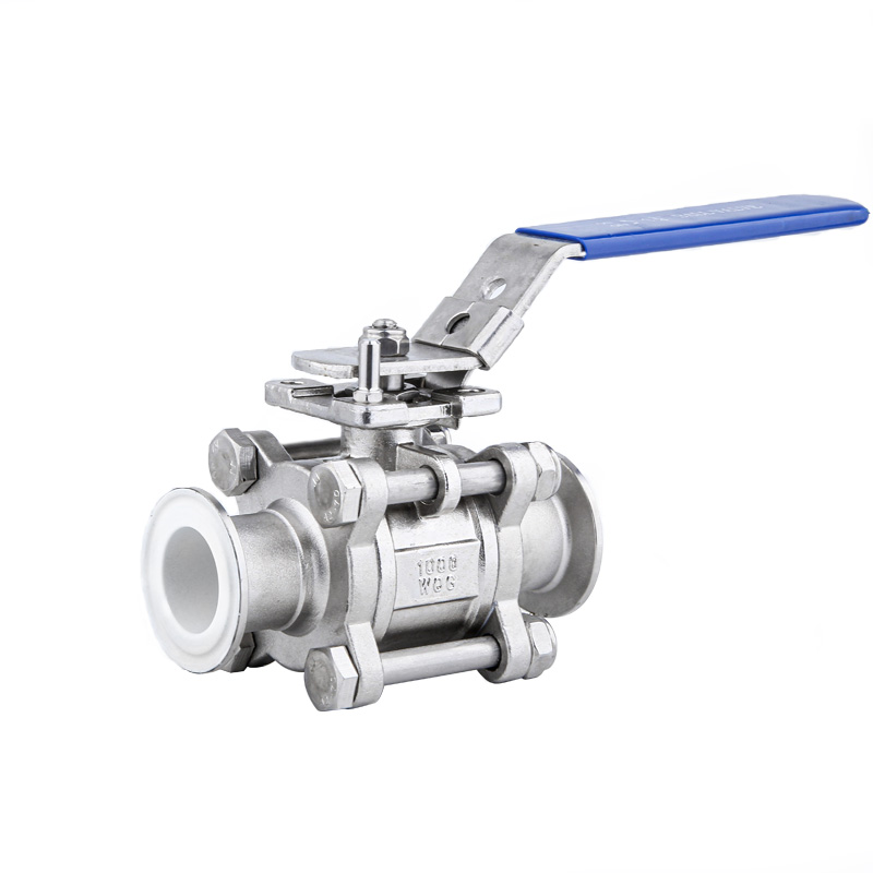 Manual 3pc Tri-clamp ball valve with PTFE coating