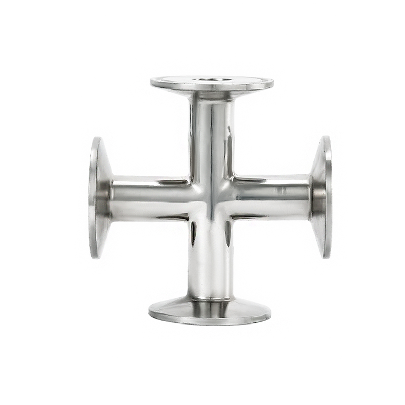 Tri-clamp four-way pipe