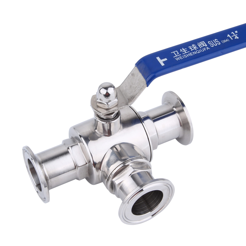 Sanitary manual Tri-clamp three-way ball valve