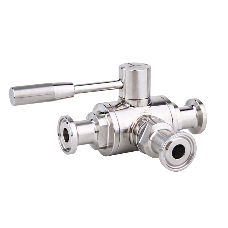 Sanitary manual three-way Tri-clamp forged ball valve
